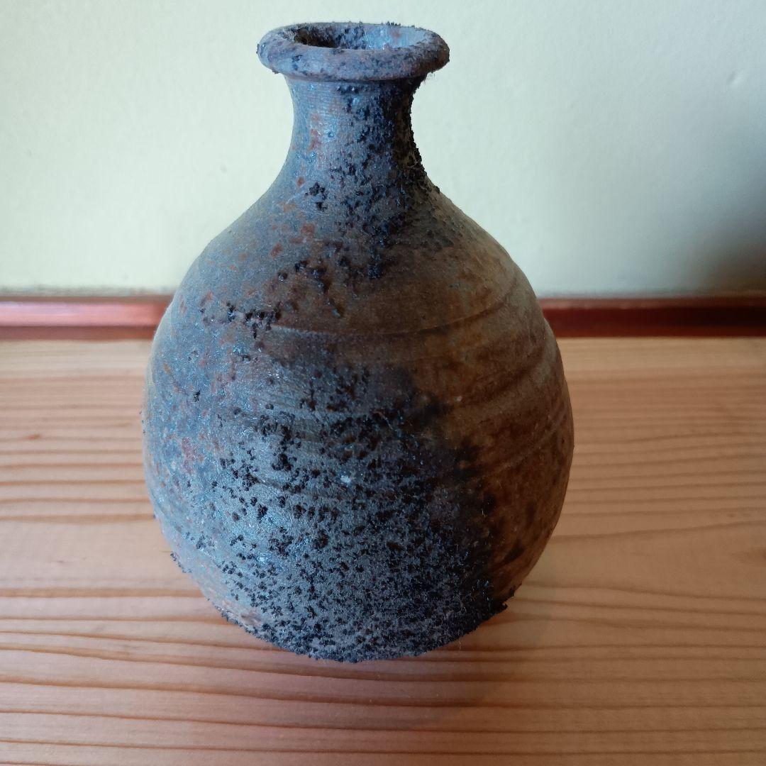 人間国宝 藤原雄 作 備前　徳利　共箱　共布　栞　窯変　青備前　最上位作