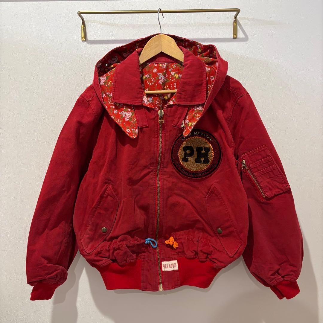 ピンクハウス　ワッペン　ブルゾン　フード　バックプリント　ヴィンテージ