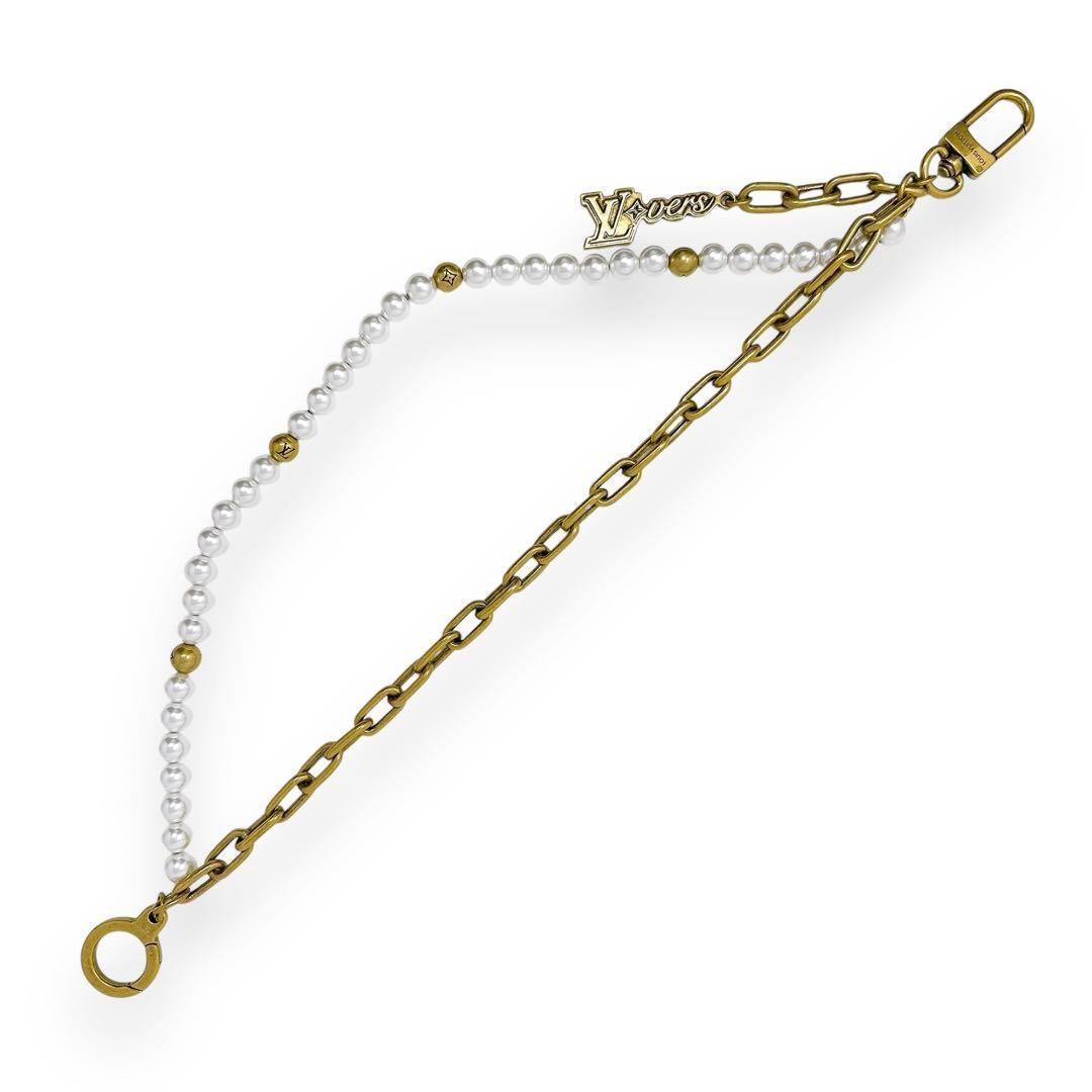 ルイヴィトン M01689 パール ゴールド チェーン バッグチャーム ベルト