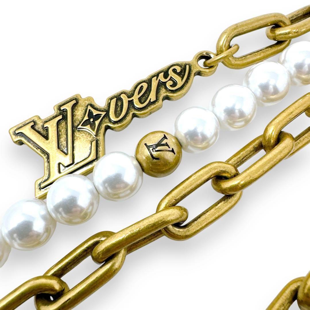 ルイヴィトン M01689 パール ゴールド チェーン バッグチャーム ベルト