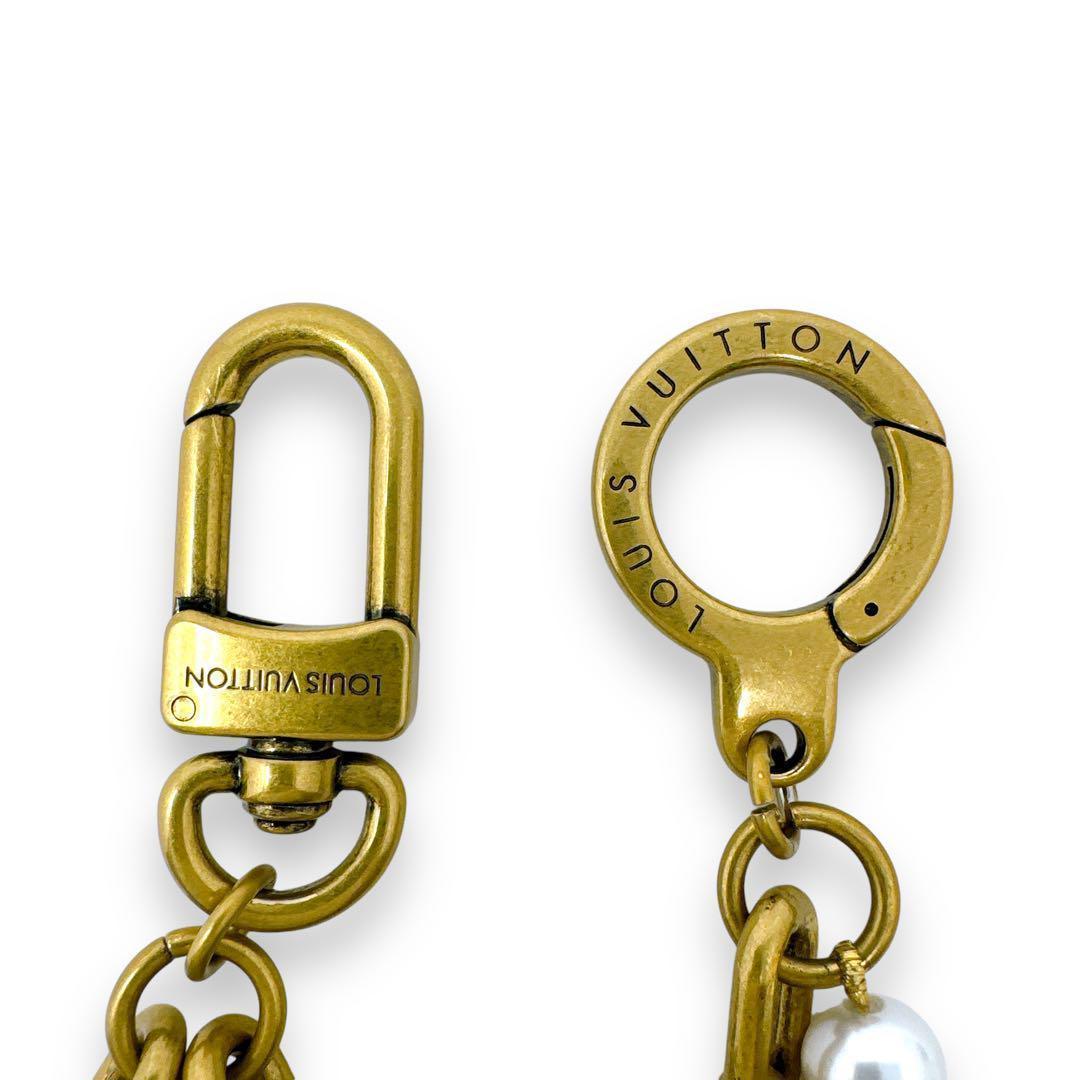 ルイヴィトン M01689 パール ゴールド チェーン バッグチャーム ベルト