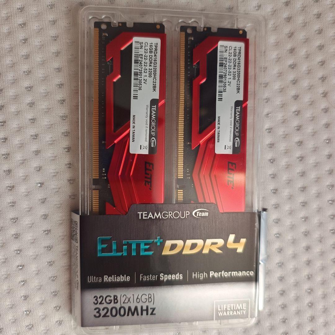メモリー Elite+ DDR4 32GB (2x16GB) 3200MHz
