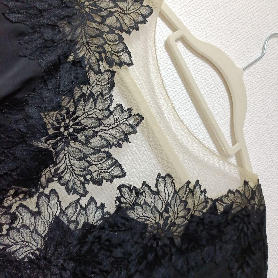 値下げ!!人気★TADASHI SHOJI 黒レースロングドレス　US4
