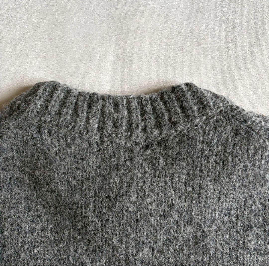 かぐれ トグル釦ニットベスト フリー グレー ウール混 定価1.6万