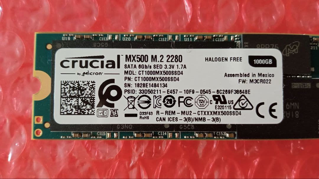 Crucial SSD M.2 1000GB MX500シリーズ　①