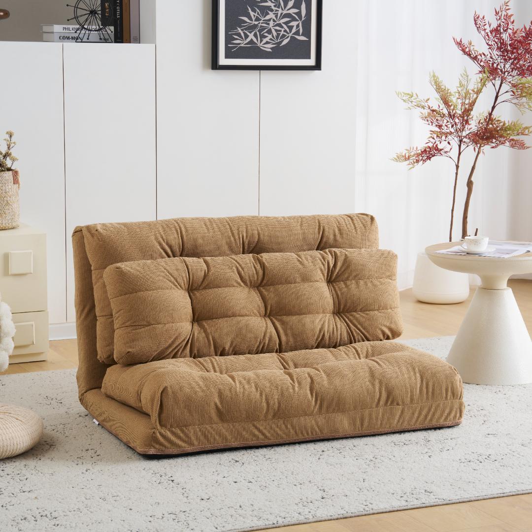 ローソファー 2人掛け ソファベッド 6段階リクライニング 折りたたみ 座椅子