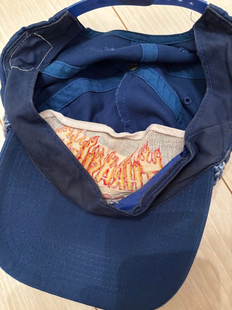 p*E様 90s THRASHER スラッシャーフレイムロゴ ネイビー　cap