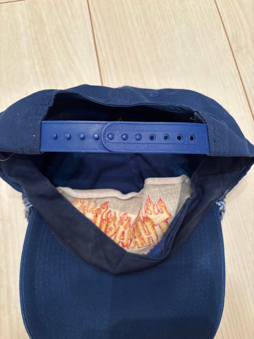 p*E様 90s THRASHER スラッシャーフレイムロゴ ネイビー　cap