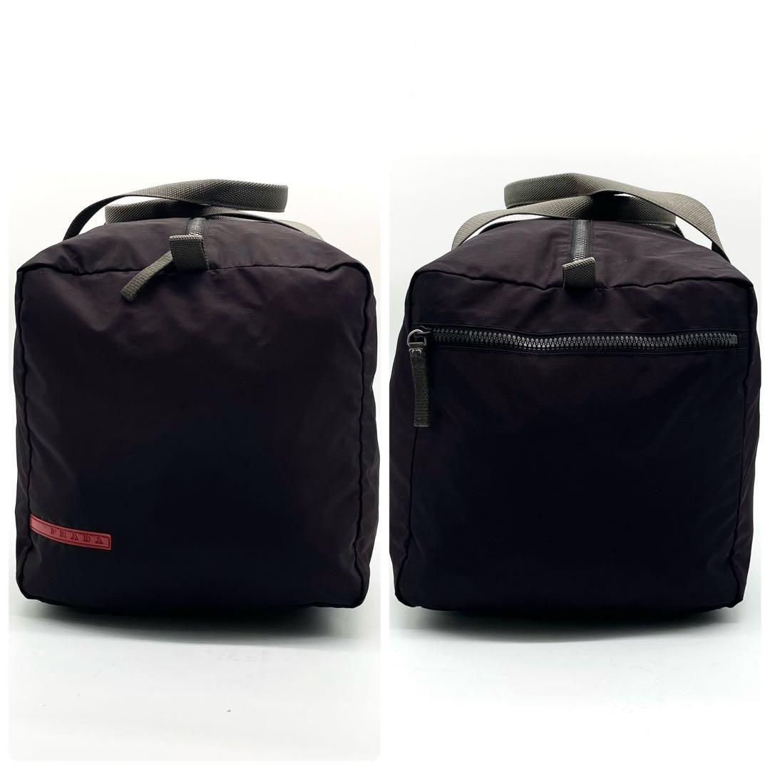 【美品】プラダスポーツ ボストンバッグ 大容量 ナイロン 白タグ ブラック