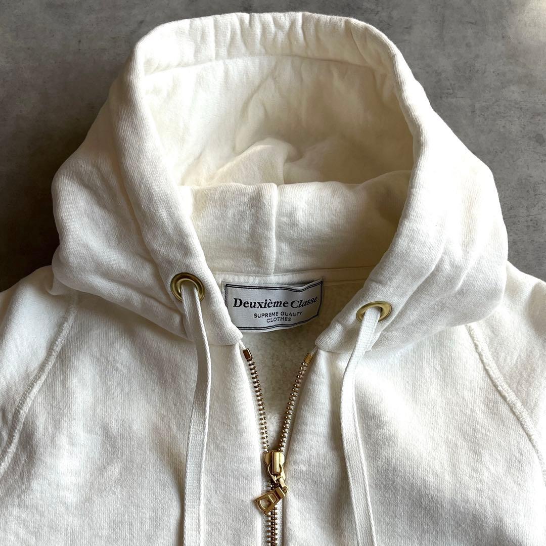 ドゥーズィーエムクラス パーカー フーディ コットン シルク 裏起毛 アイボリー