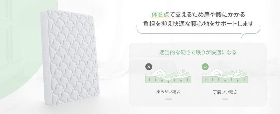 高級 マットレス セミダブル ポケットコイル 硬め 厚さ18cm 体圧分散