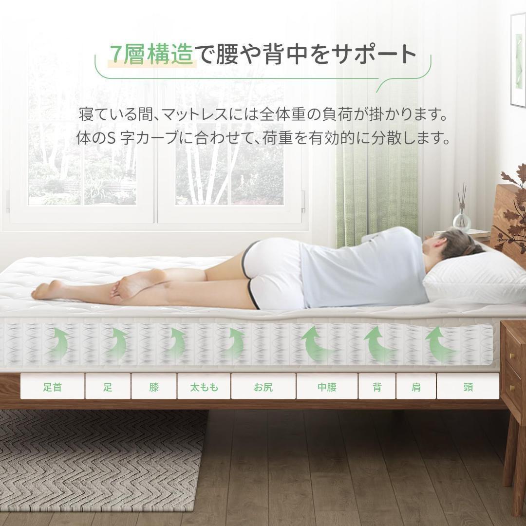 高級 マットレス セミダブル ポケットコイル 硬め 厚さ18cm 体圧分散