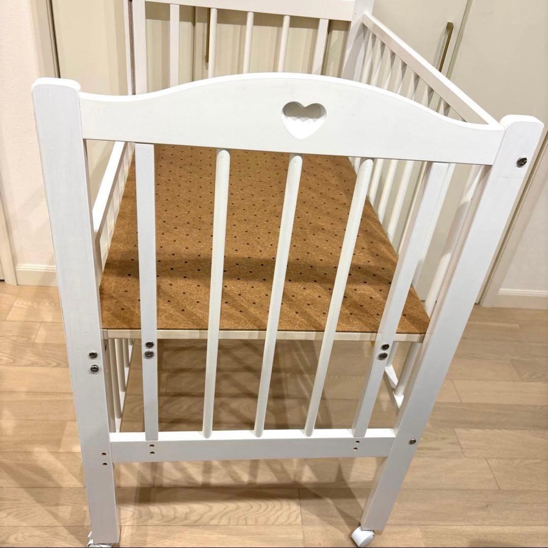 スリーピー　ハイタイプ　ミニベビーベッド　石崎家具　白　日本製　ファンシー