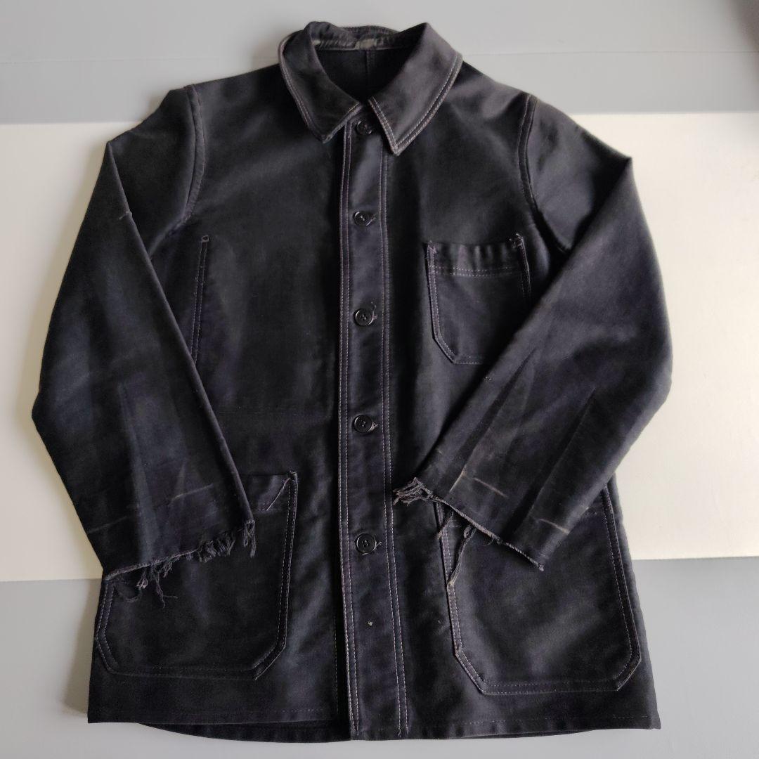40s〜60s ブラックモールスキン　ワークジャケット vintage