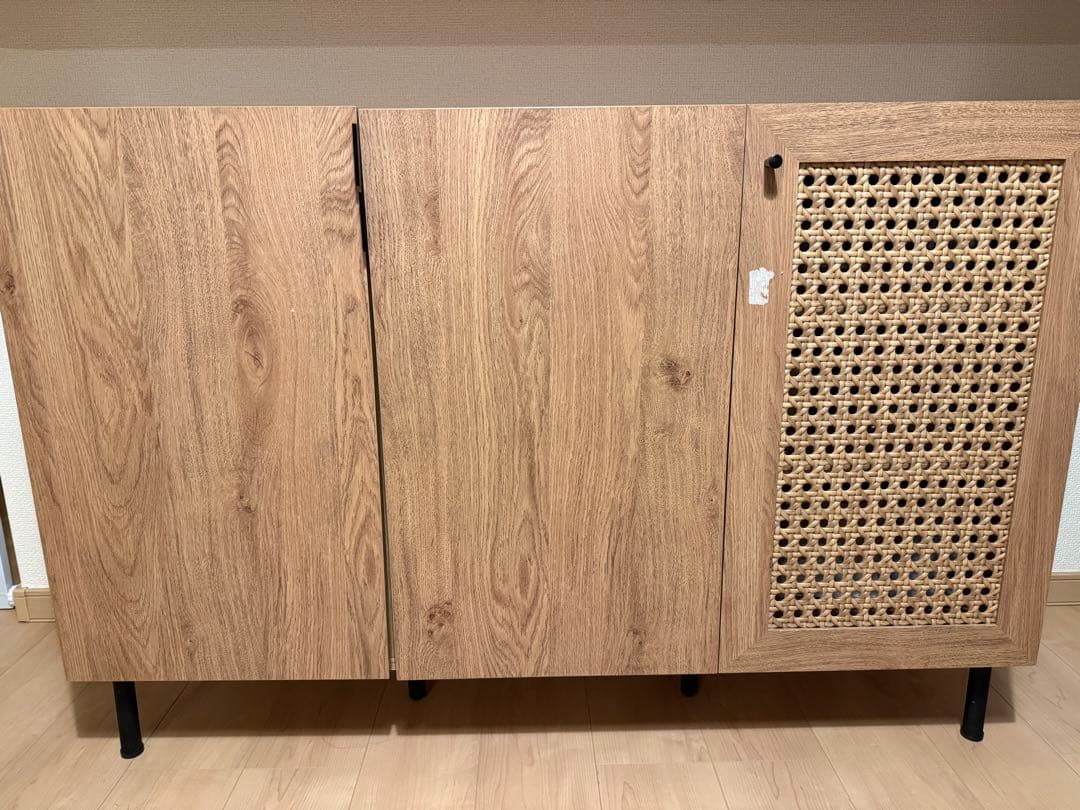 ラタン調キャビネット　リビングボード　ロウヤ　LOWYA 木目調