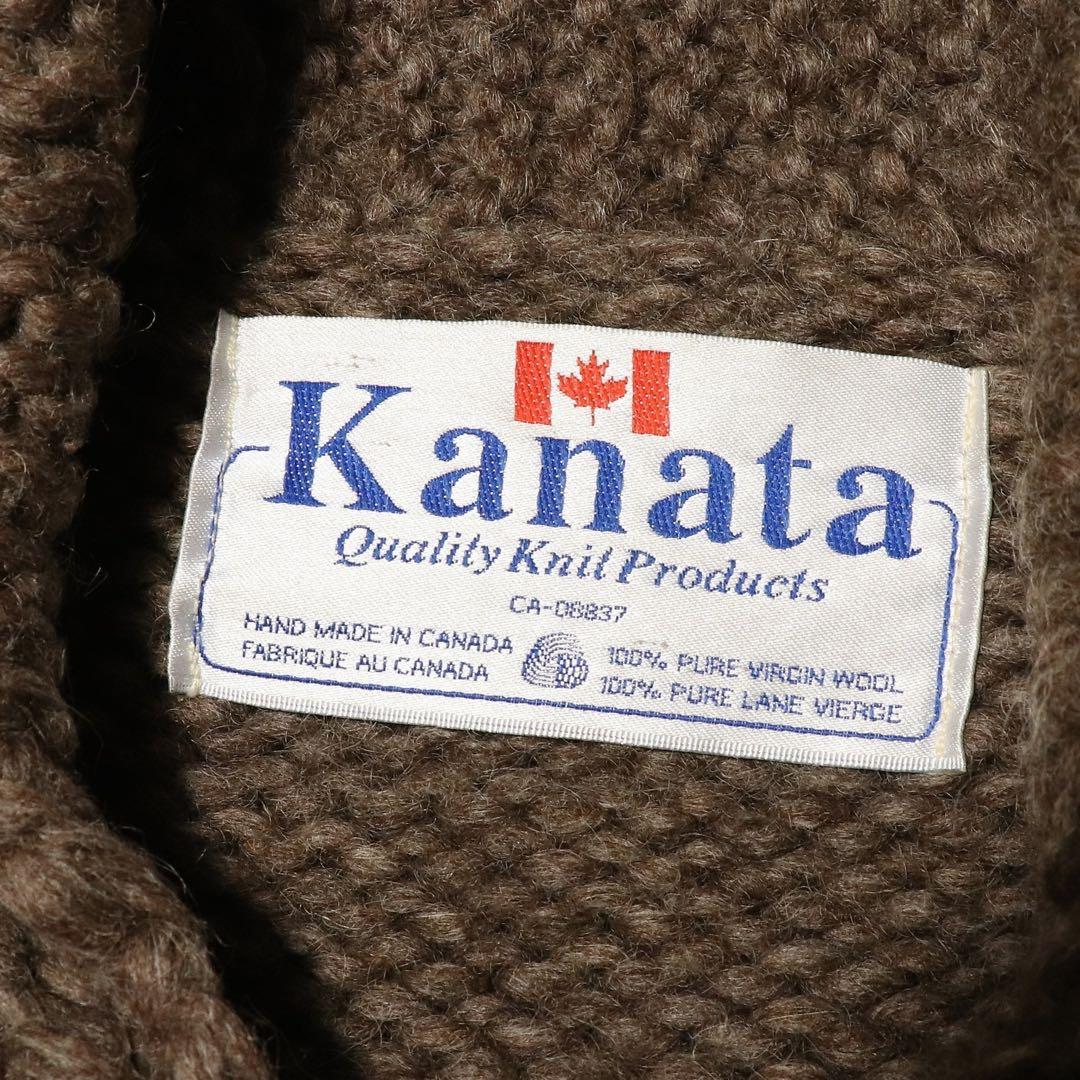 L★KANATA★カウチンニット★トナカイ★カナダ製★カーディガン★ブラウン