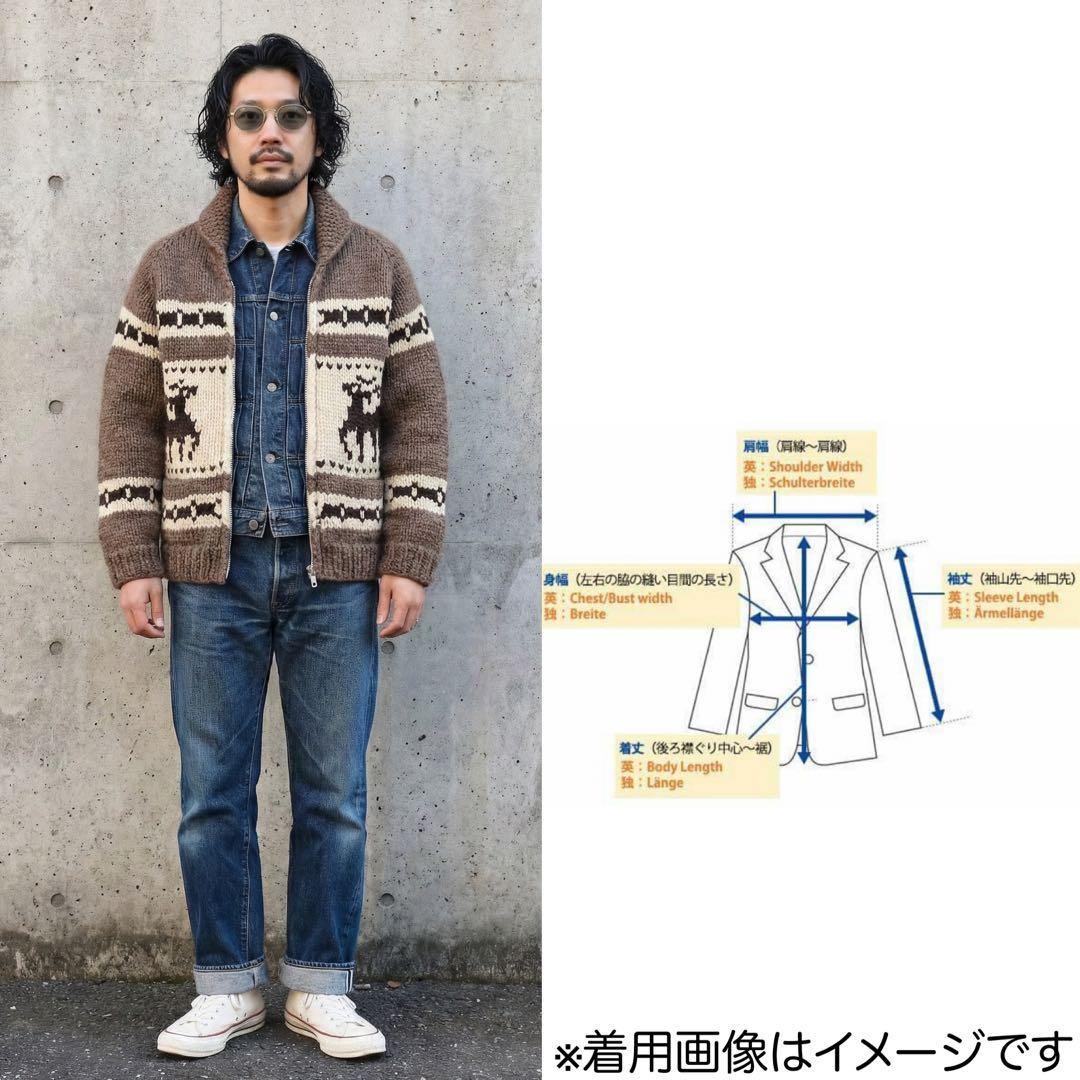 L★KANATA★カウチンニット★トナカイ★カナダ製★カーディガン★ブラウン