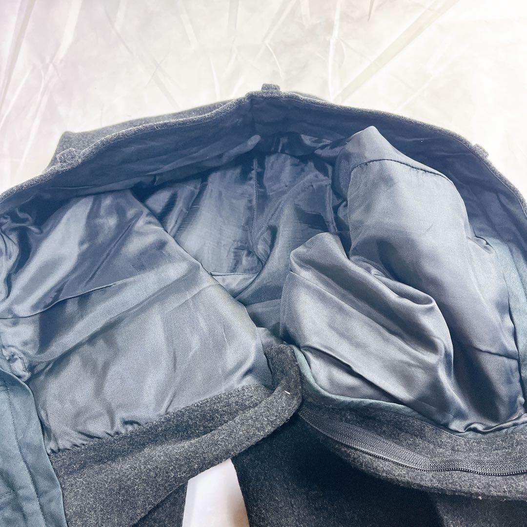 【希少フランス製】アニエスベーオム 40 ウール ワイド スラックス チャコール