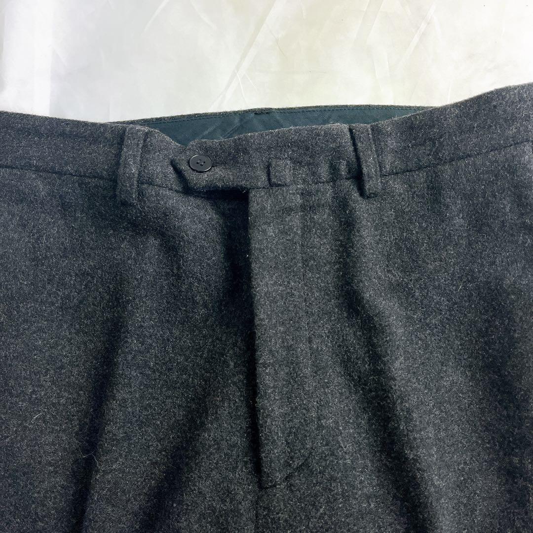 【希少フランス製】アニエスベーオム 40 ウール ワイド スラックス チャコール