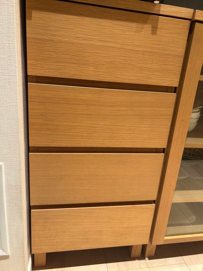 無印　オーク材4段チェスト　廃盤