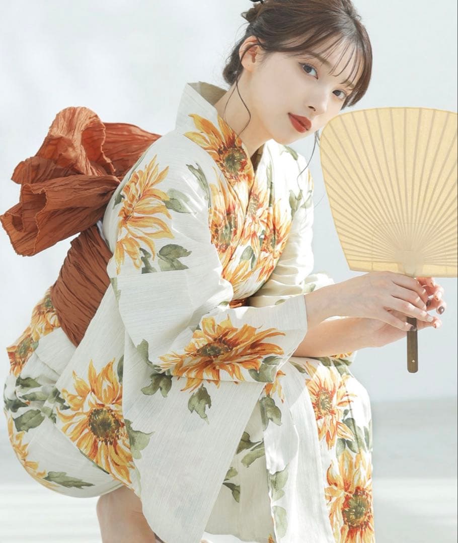Dita 浴衣　夏色の向日葵しらべ　浴衣5点セット(ゆかた・帯・下駄・腰ひも等)