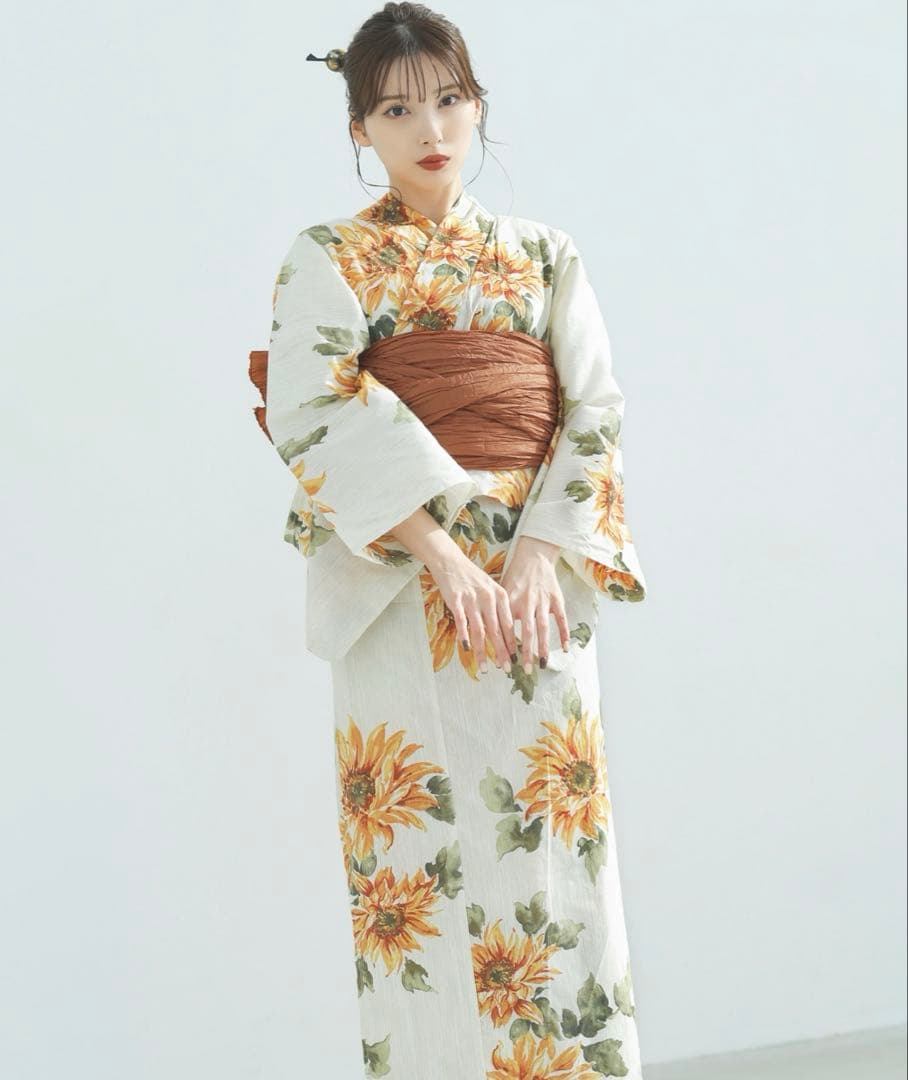 Dita 浴衣　夏色の向日葵しらべ　浴衣5点セット(ゆかた・帯・下駄・腰ひも等)