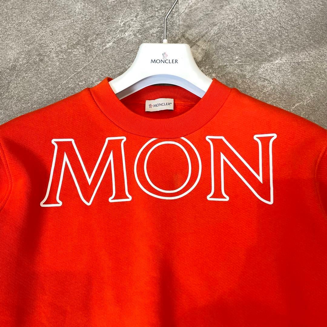 美品★モンクレール SWEATSHIRT スウェット 裏起毛 ロゴ オレンジ