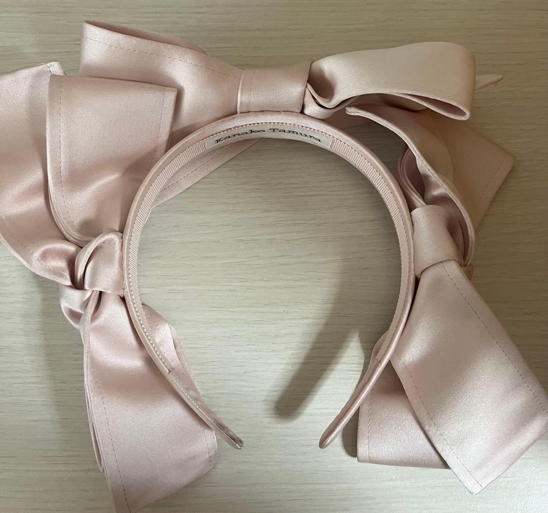 Kanako Tamura サテンリボンカチューシャ ピンク