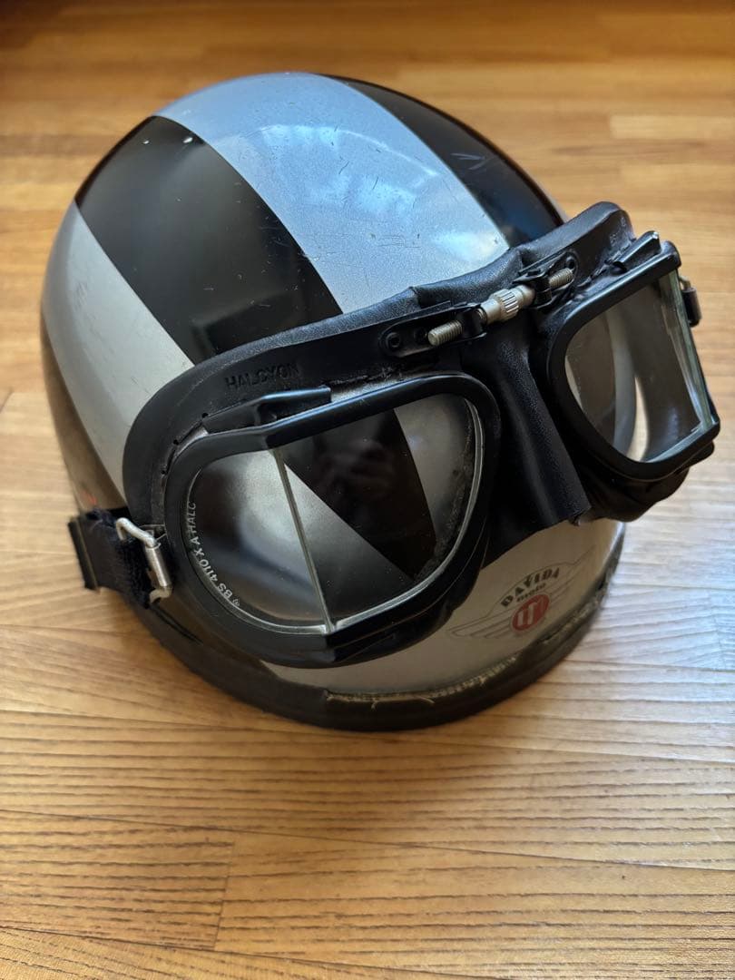 DAVIDA 半帽ヘルメット HALCYON ゴーグル　英国製　　鑑賞用