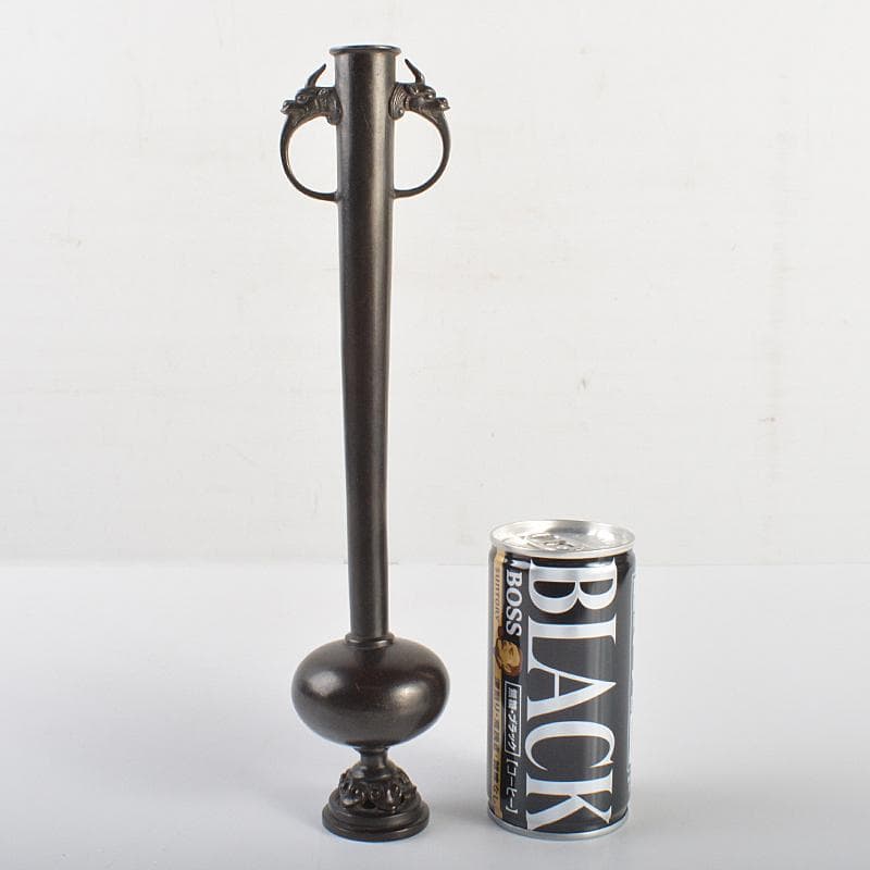 クサノミ　神獣耳花入　一輪挿し　裏千家十五代鵬雲斎極め箱　M　R6975