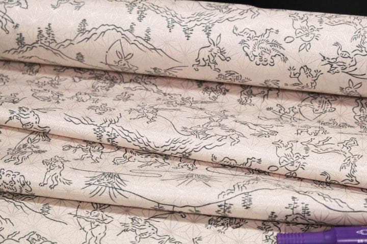 最後１本鳥獣戯画　NO1 　市田ひろみ　化繊　ポリエステル　洗える　長襦袢　反物