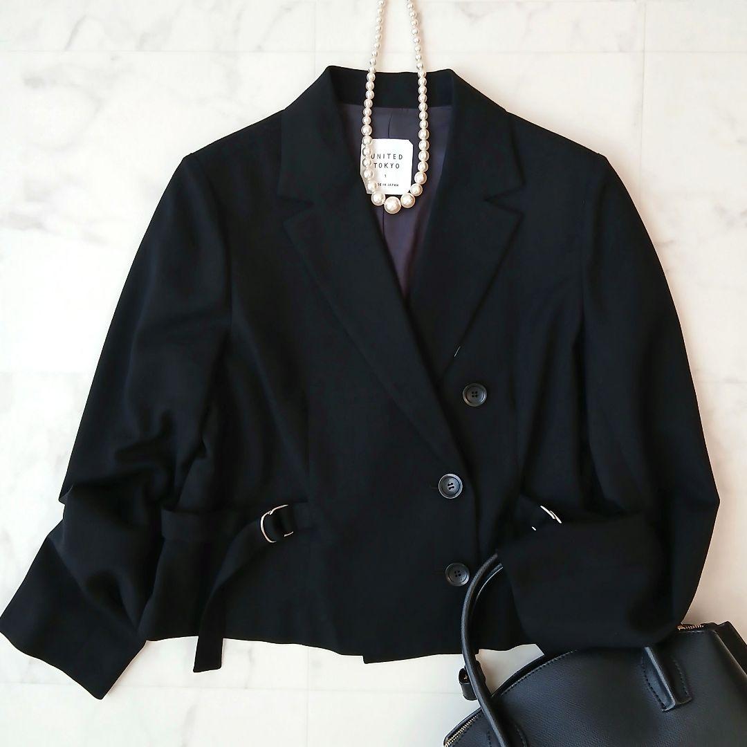 訳アリ美品 ユナイテッドトウキョウ ラナツイル ショートジャケット 1 ブラック