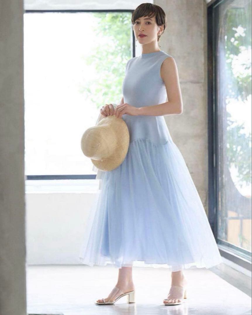 【新品未使用】CELFORD スカラップ切替ドッキングニットワンピ－ス36