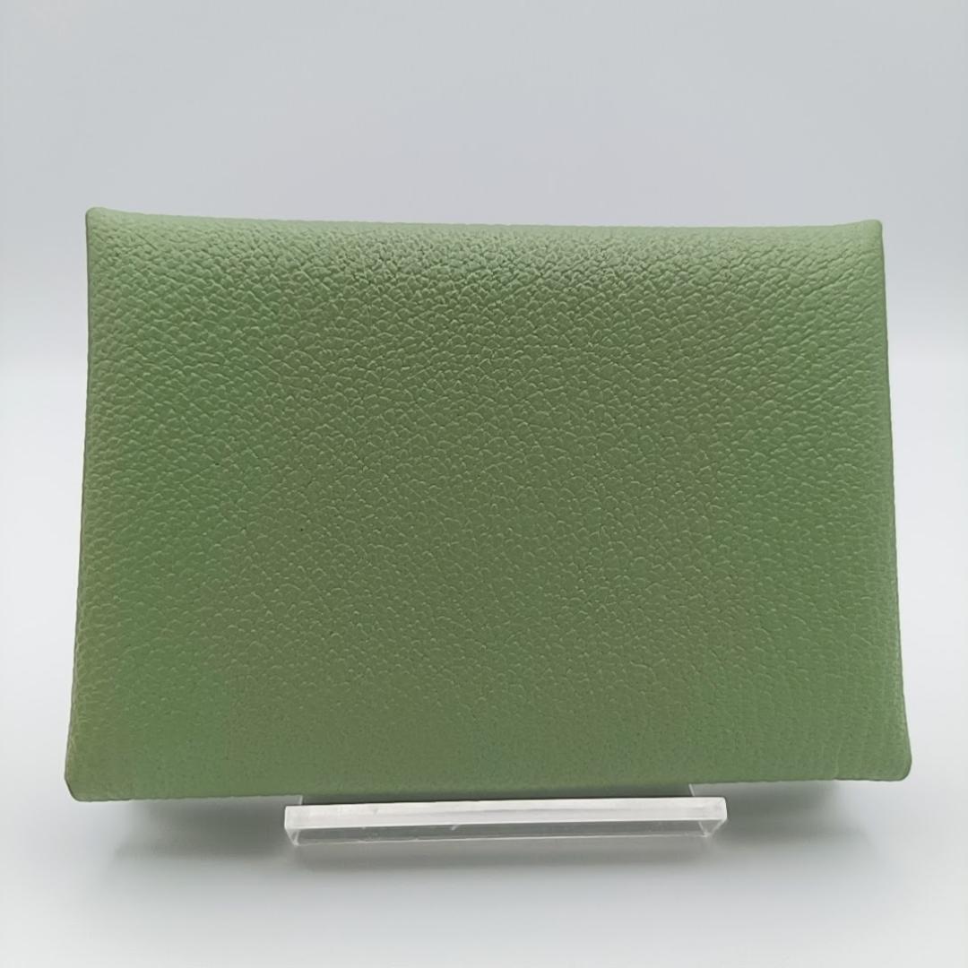 極美品　HERMES カルヴィデュオ ケース W刻印 シェーブル　グリーン