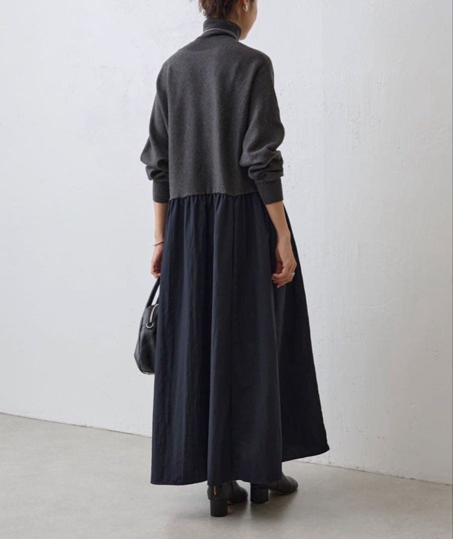 BEARDSLEY ニットコンビギャザーワンピース　タグ付き新品