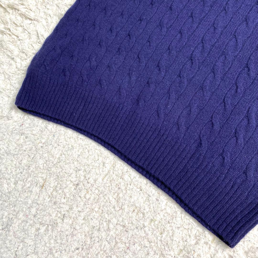 美品✨Ralph Lauren 現行 QR ケーブル ニット カシミヤ XL 紺