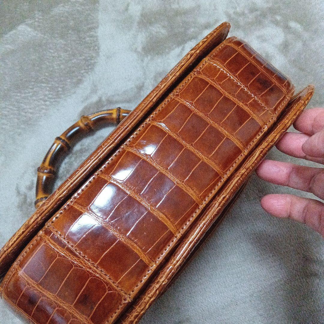 グッチバンブークロコブラウン ハンドバッグ
