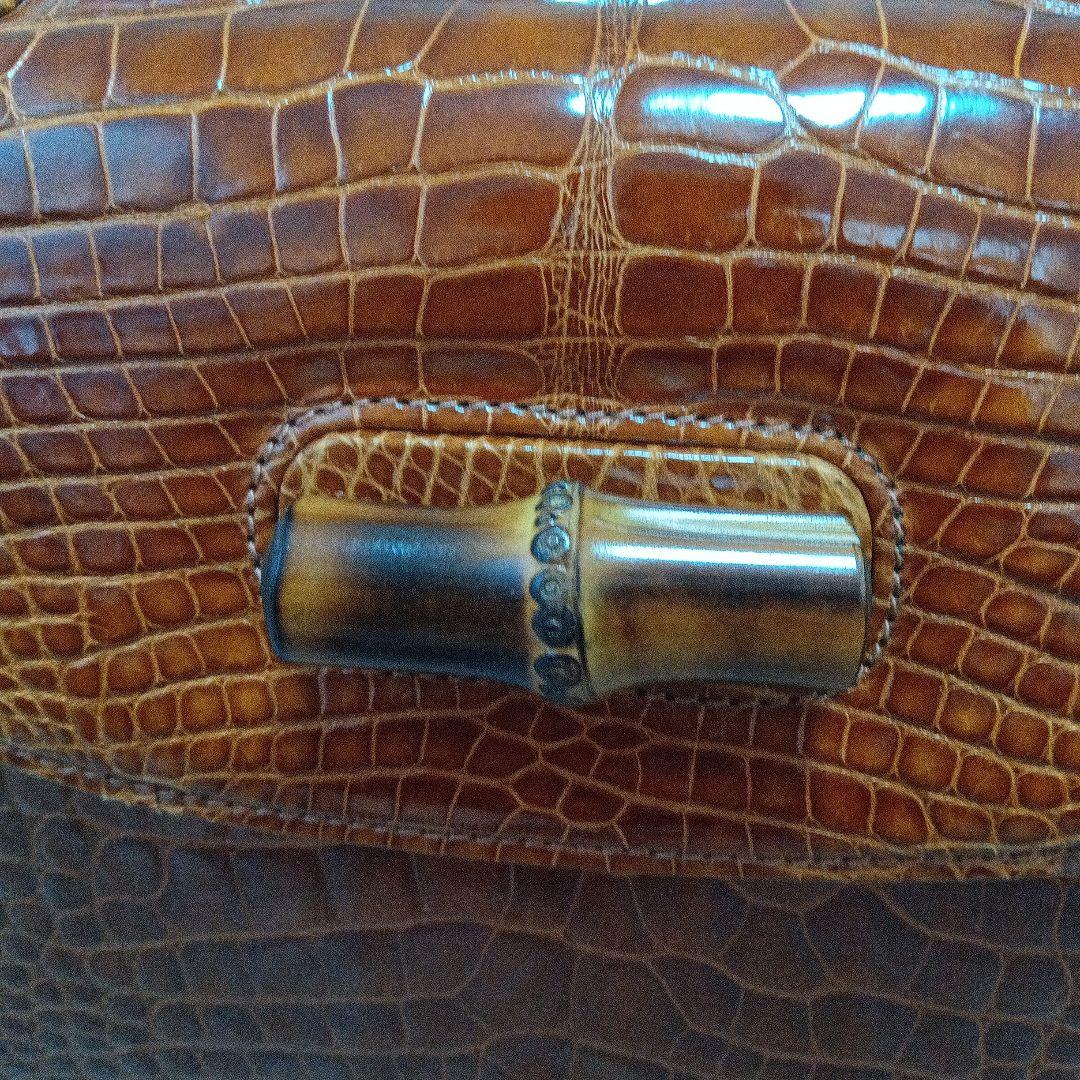 グッチバンブークロコブラウン ハンドバッグ