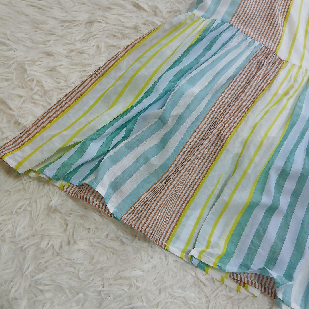 【ne Quittez pas】25SS ストライプ ギャザー ネック ドレス