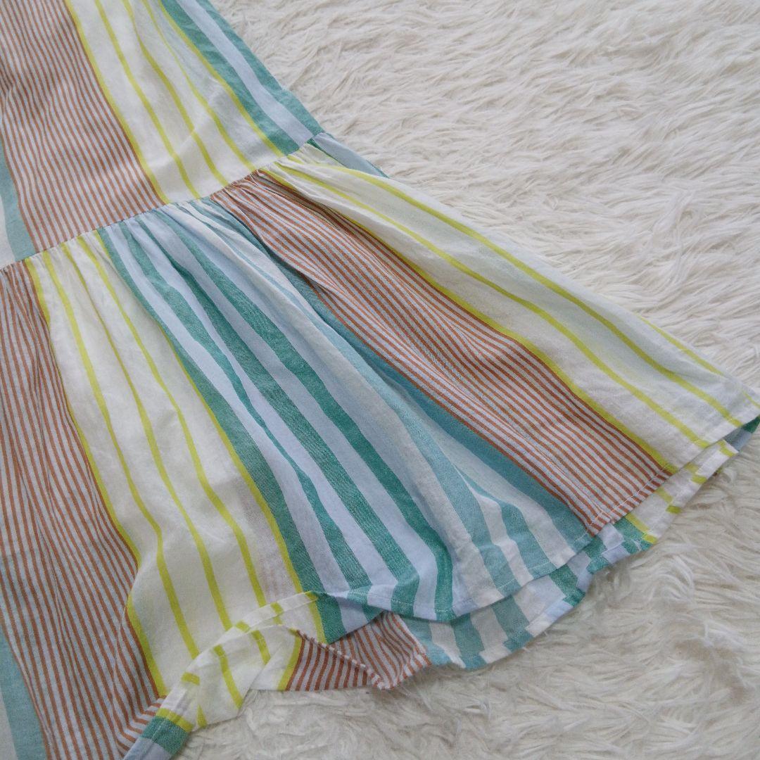 【ne Quittez pas】25SS ストライプ ギャザー ネック ドレス