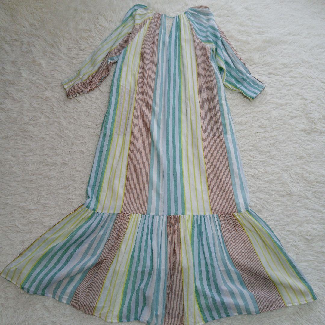 【ne Quittez pas】25SS ストライプ ギャザー ネック ドレス