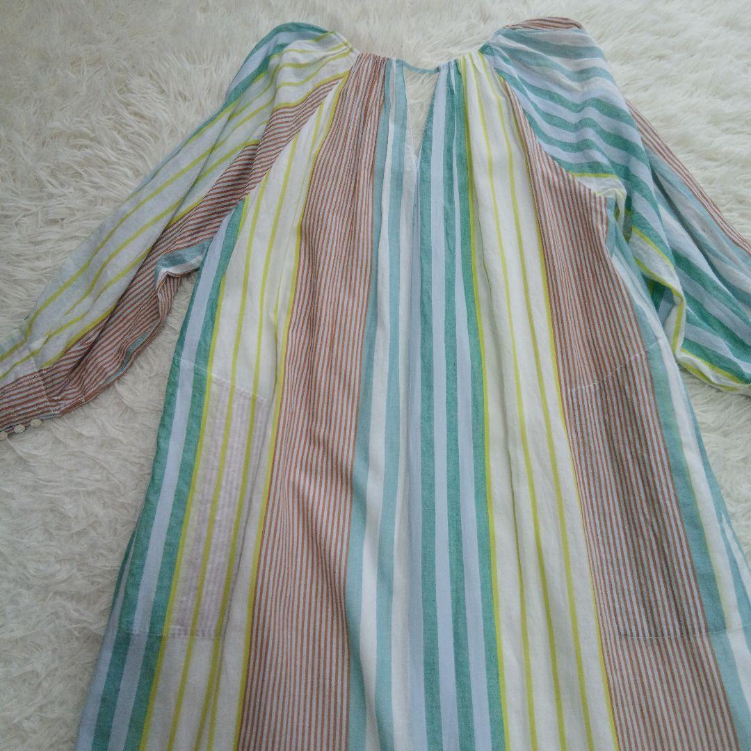 【ne Quittez pas】25SS ストライプ ギャザー ネック ドレス