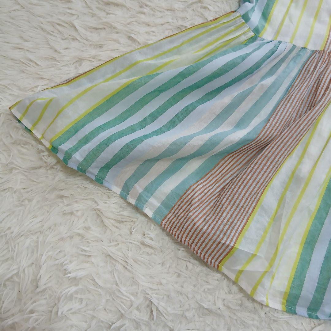 【ne Quittez pas】25SS ストライプ ギャザー ネック ドレス