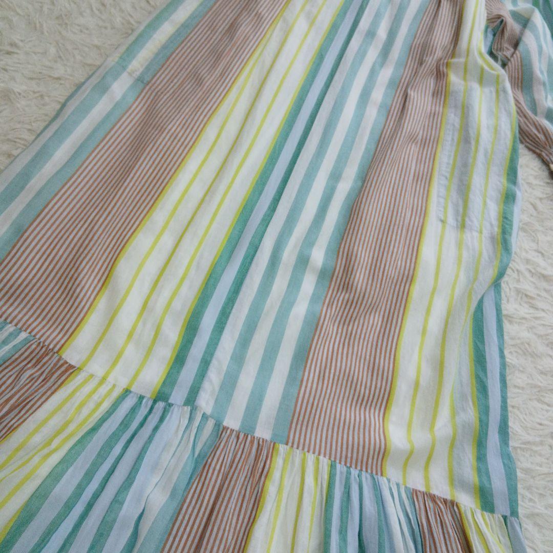 【ne Quittez pas】25SS ストライプ ギャザー ネック ドレス