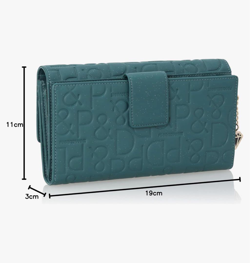 新品☆PINKY&DIANNE カヌレ かぶせ長財布☆緑☆大容量カード収納付き