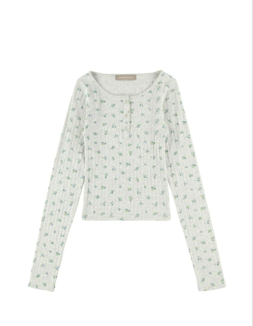 ALEXIA STAM 完売商品！ヘンリーネックフローラルロングスリーブT