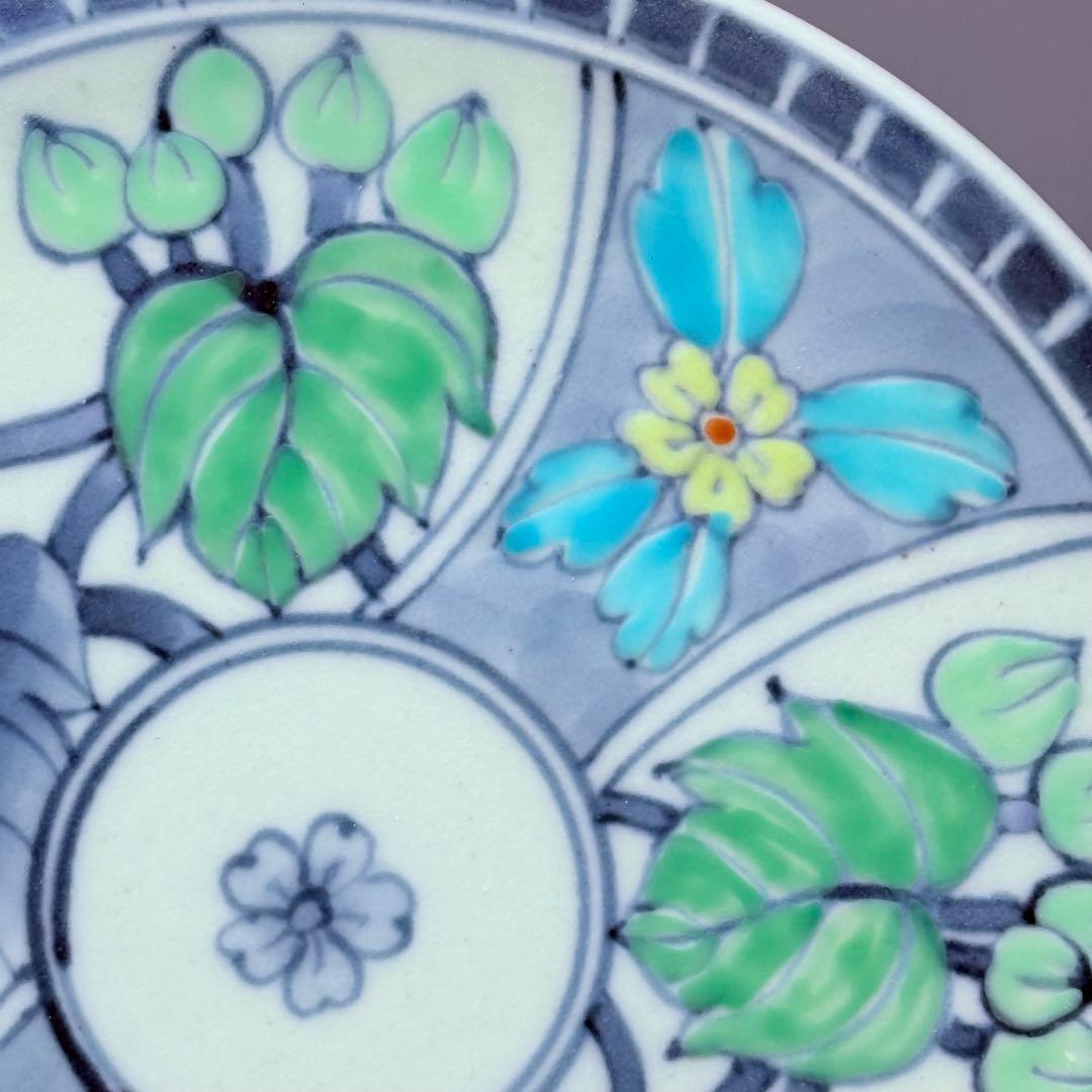 五代　佐藤走波　七十五才　染錦牡丹文カップ＆ソーサー　コレクター放出品