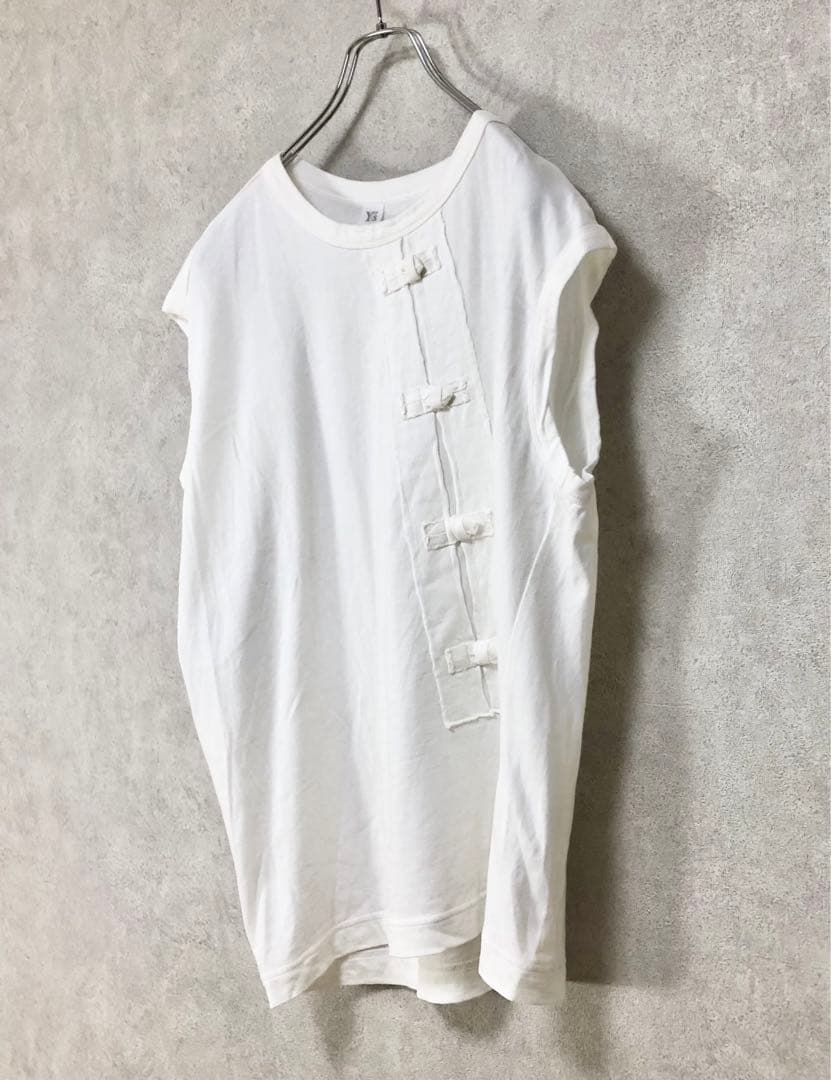 Y's ワイズ チャイナトップス フレンチスリーブ 白 ホワイト