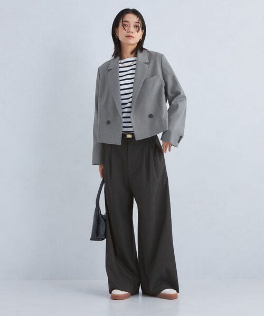 グリーンレーベルリラクシング　ツイル クロップド ジャケット　洗える