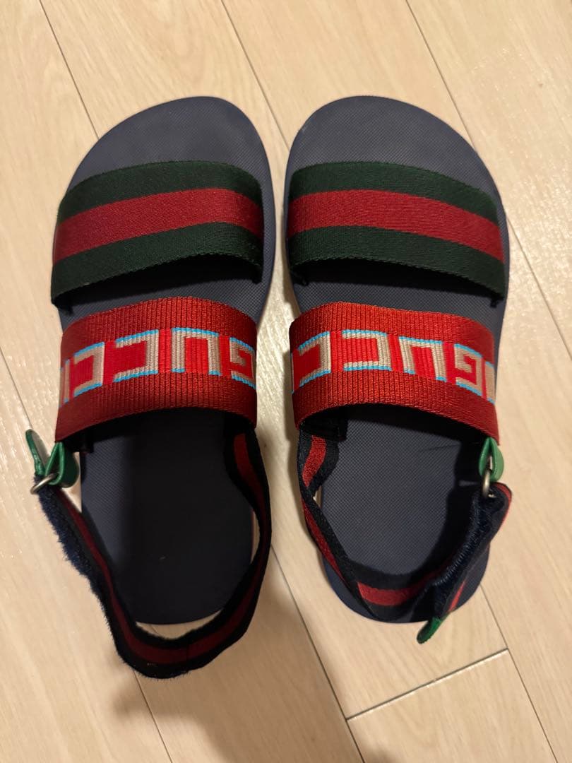 1/18まで値下げ　正規品　Gucci サンダル 赤/緑/紺